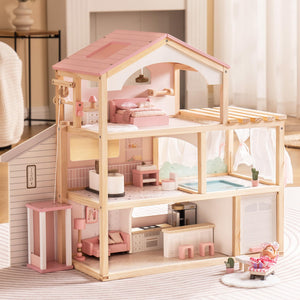 Wooden Doll House – Dreamy Pink