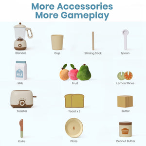 Lunamoa Pretend Play Kitchen Appliances Set – Creamy 4-Piece