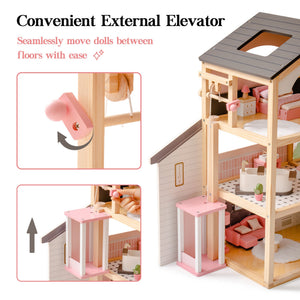 Wooden Doll House – Dreamy Pink