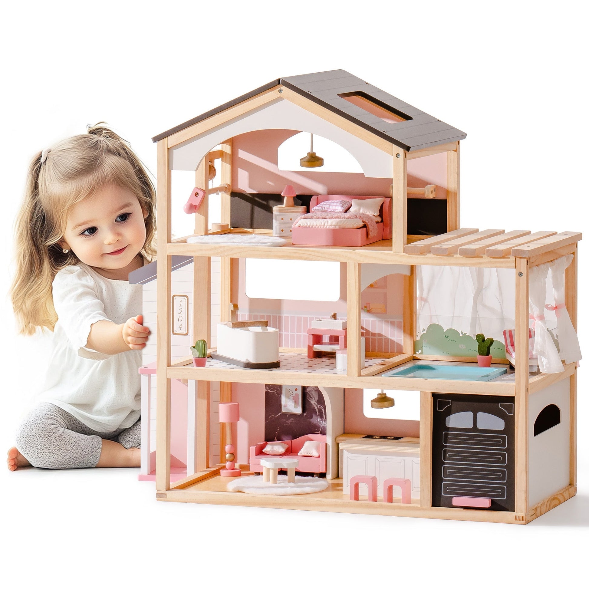 Wooden Doll House – Dreamy Pink