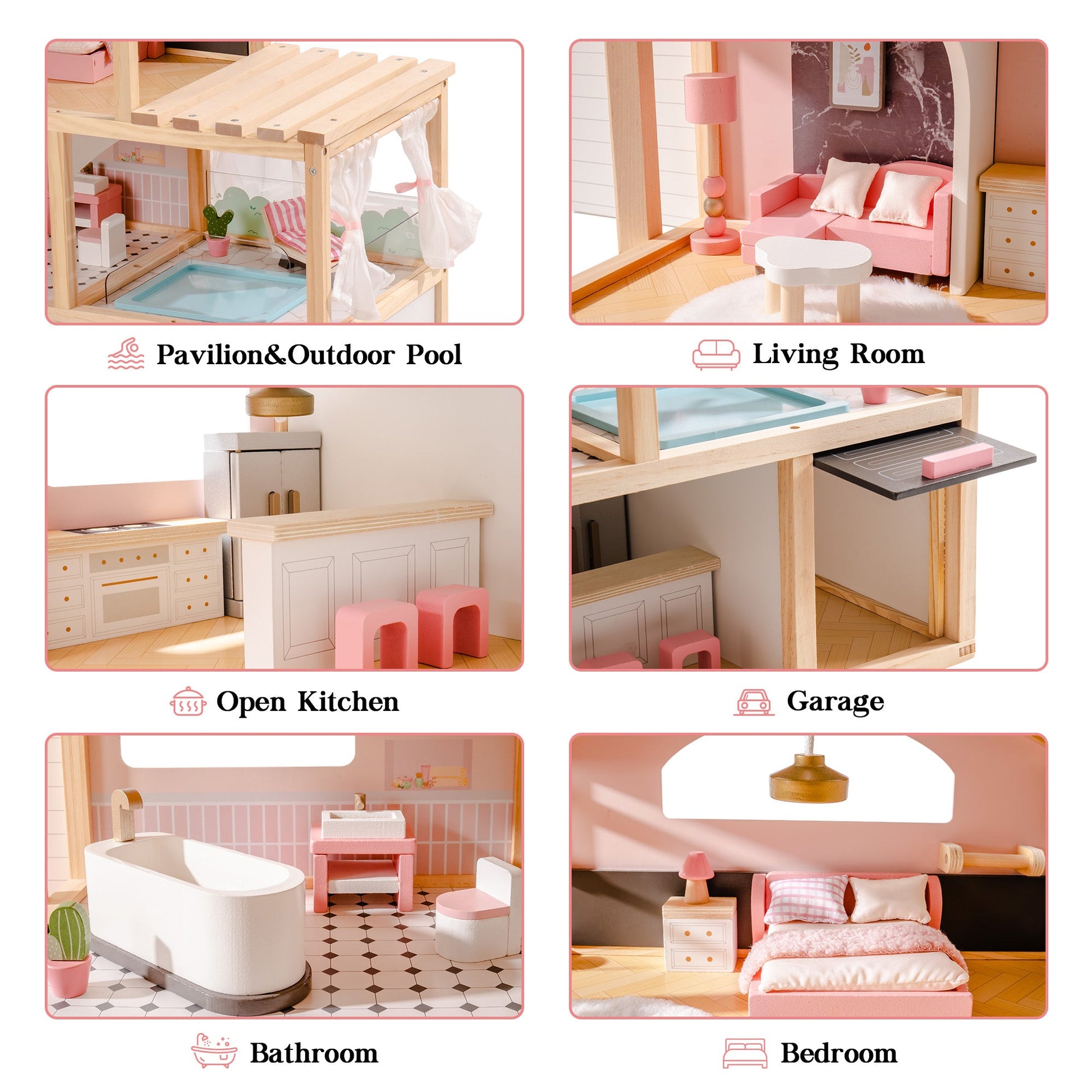Wooden Doll House – Dreamy Pink