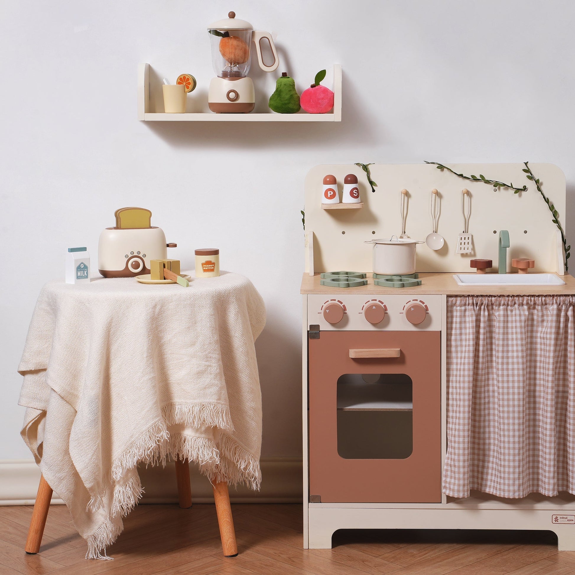 Lunamoa Pretend Play Kitchen Appliances Set – Creamy 4-Piece
