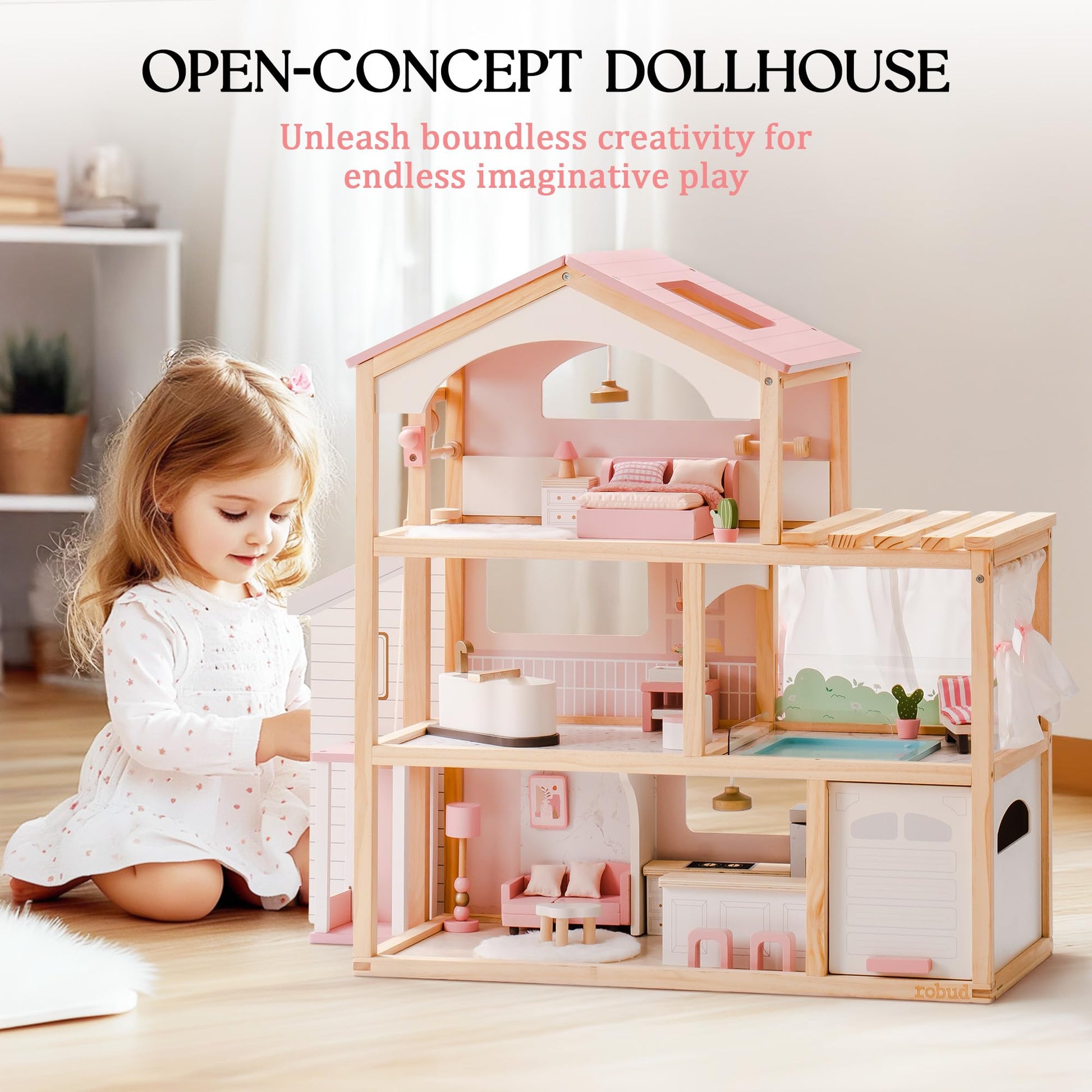 Wooden Doll House – Dreamy Pink