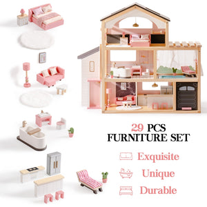 Wooden Doll House – Dreamy Pink