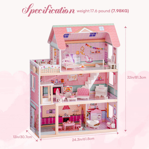 3-Storey Wooden Playhouse for Kids