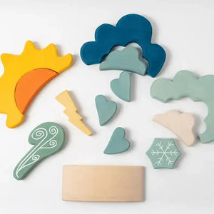 Montessori Dyed Linden Wood Weather Blocks