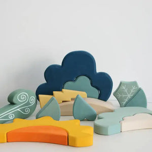 Montessori Dyed Linden Wood Weather Blocks