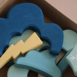 Montessori Dyed Linden Wood Weather Blocks