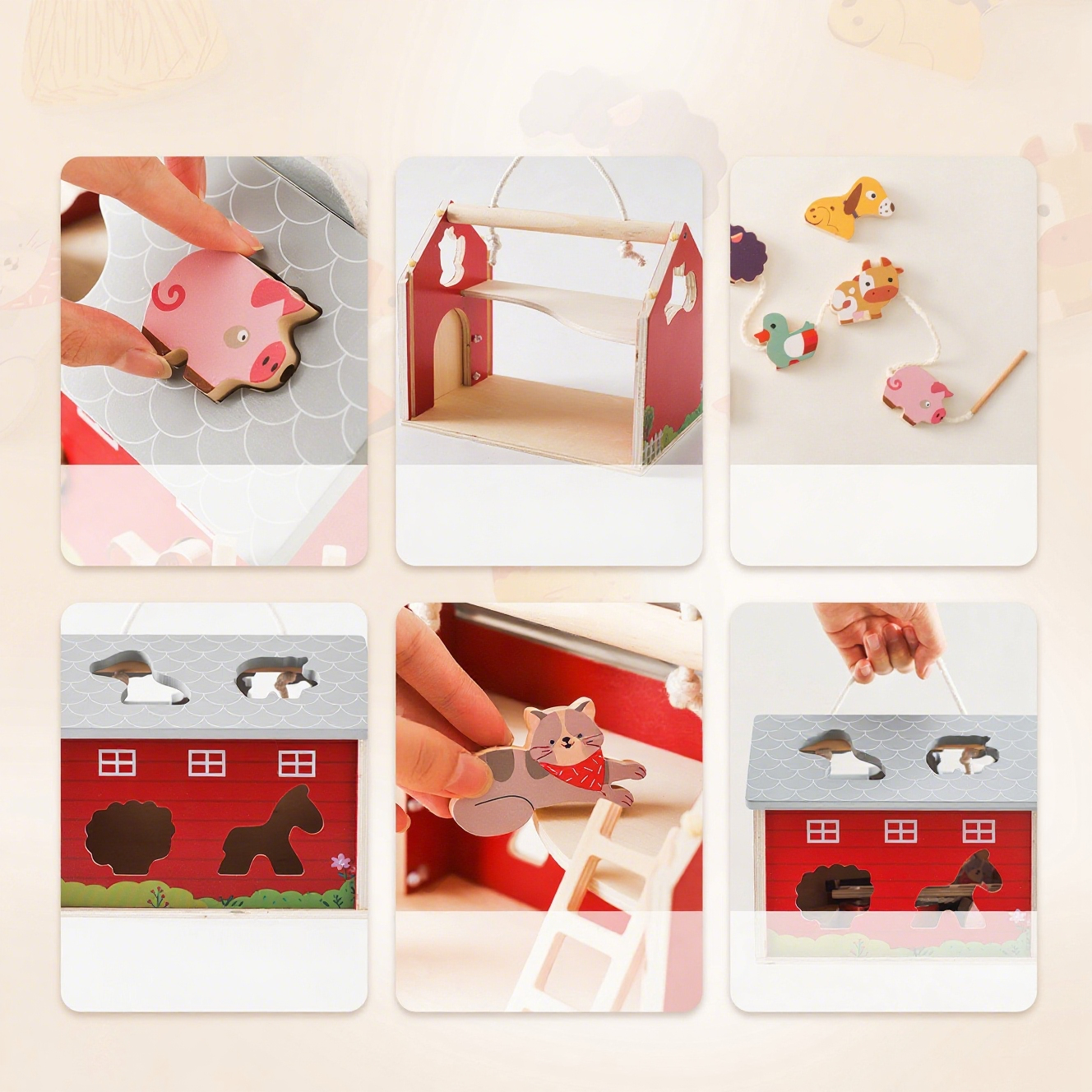 Wooden Farm Animal Matching Puzzle Toy