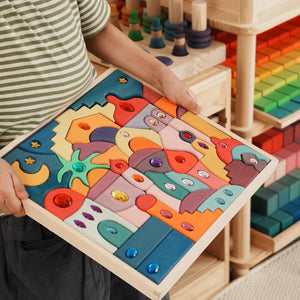 Lunamoa Wooden Gem Blocks Puzzle