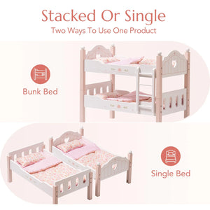 Wooden Baby Doll Crib – Pink with Bedding