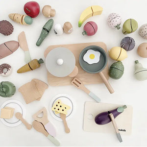 Nordic Wooden Food Cutting Toy Set