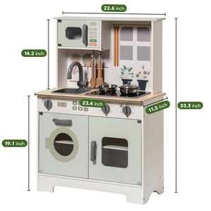 Green Modern Wooden Play Kitchen with Lights & Sounds