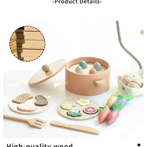Wooden Carrot Pulling & Kitchen Play Toy Set