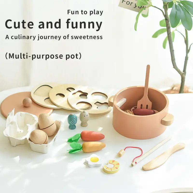 Wooden Carrot Pulling & Kitchen Play Toy Set