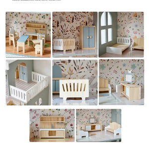 Wooden Nordic Dollhouse with Light