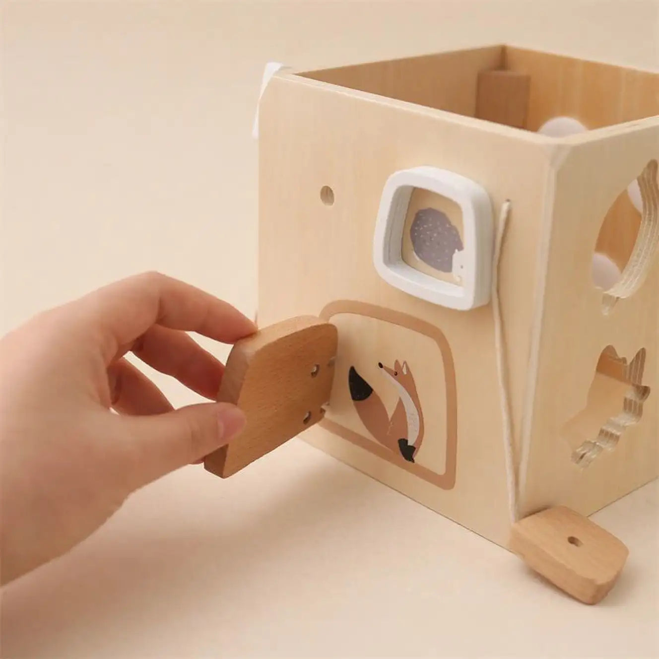 Wooden Busy Box Shape & Bead Toy