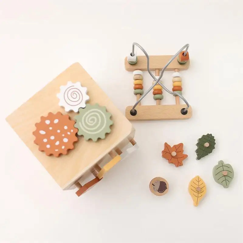 Wooden Busy Box Shape & Bead Toy
