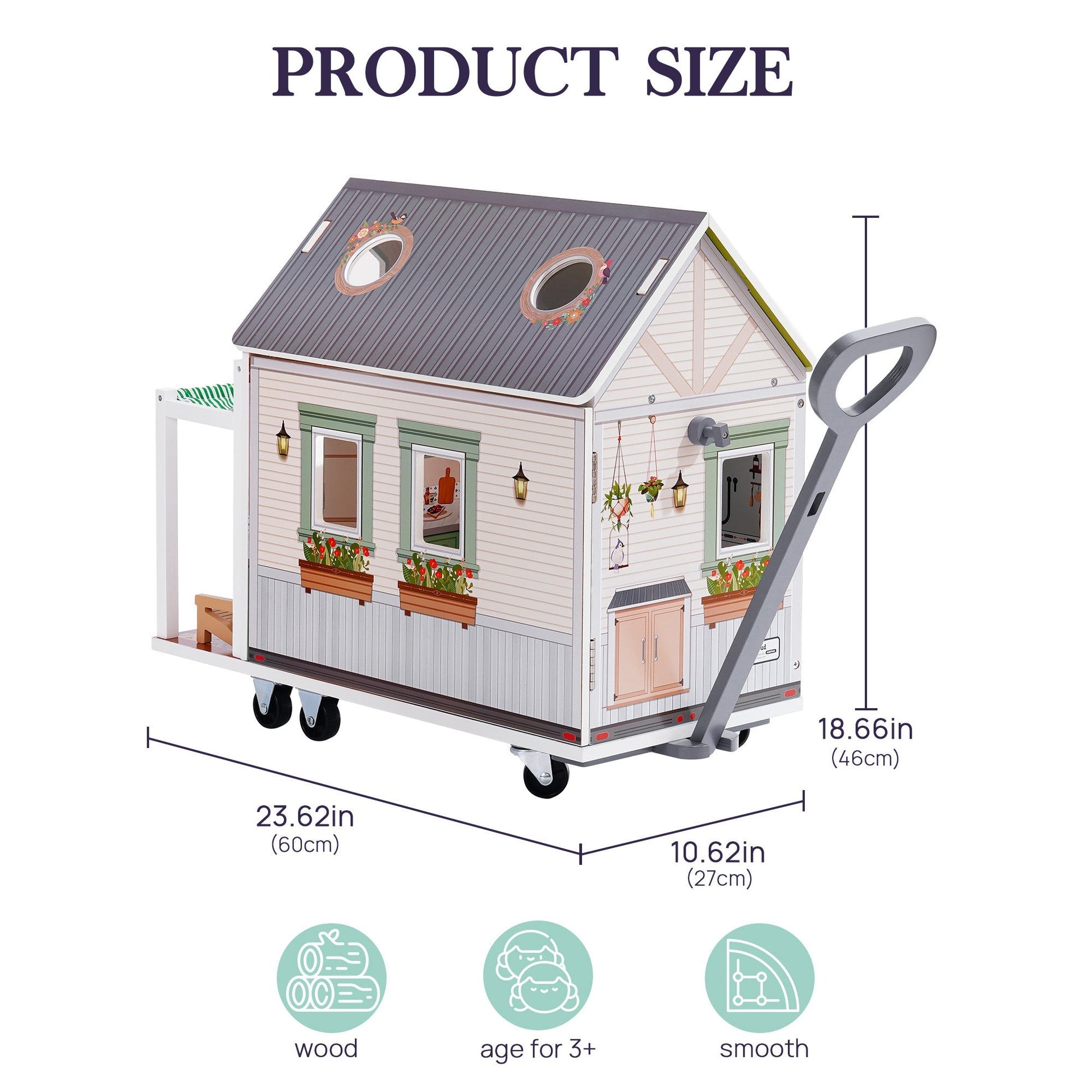 Lunamoa Wooden Realistic Camper Van Dollhouse