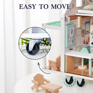 Lunamoa Wooden Realistic Camper Van Dollhouse