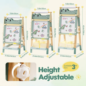 Lunamoa Wooden Adjustable Crocodile Easel for Kids