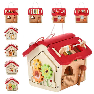 Portable Wooden House Activity Toy