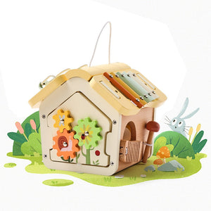 Portable Wooden House Activity Toy
