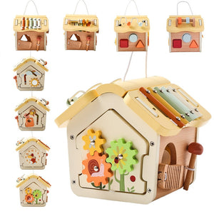 Portable Wooden House Activity Toy