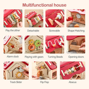 Portable Wooden House Activity Toy