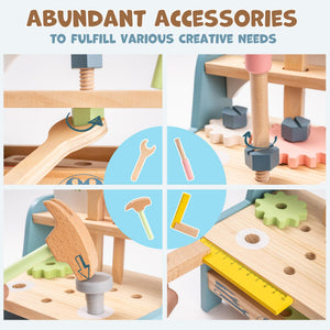 Mini Wooden Tool Workbench Set