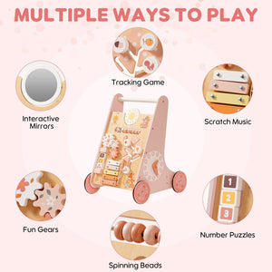 Pink Wooden Baby Walker