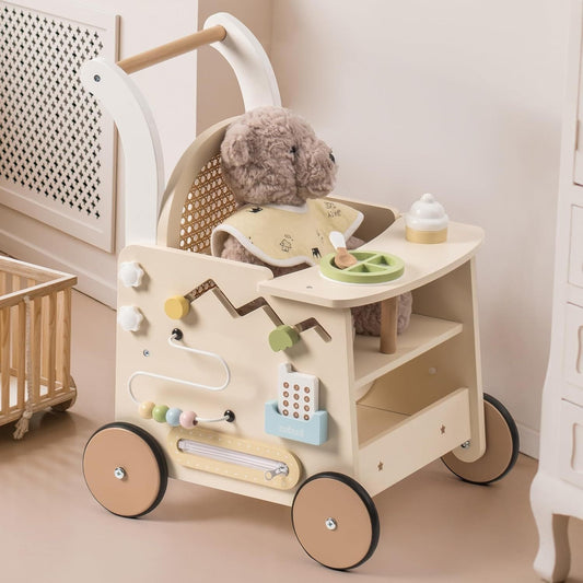 Rattan Baby Walker – Stylish Push Toy for Toddlers