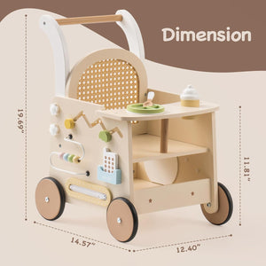 Rattan Baby Walker – Stylish Push Toy for Toddlers