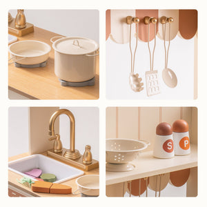Realistic Wooden Kids Kitchen Playset