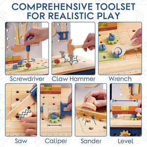 Wooden Toy Workbench for Toddler Boys