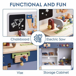 Wooden Toy Workbench for Toddler Boys