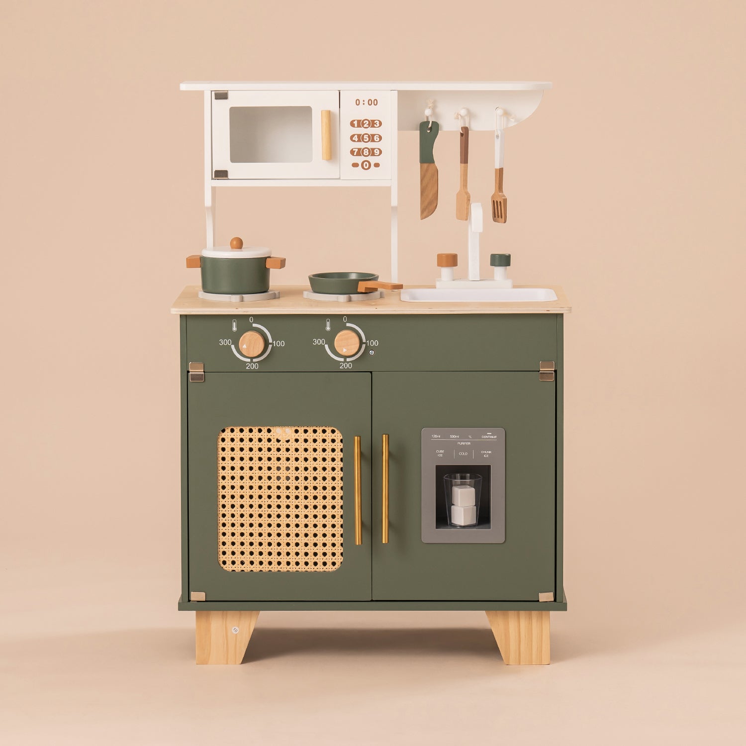 Vintage Green Wooden Toy Kitchen Set