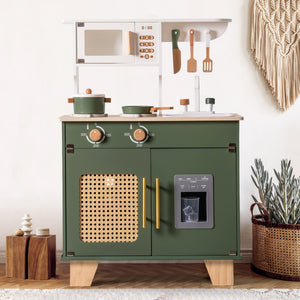 Vintage Green Wooden Toy Kitchen Set
