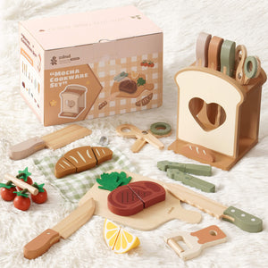 Vintage Green Wooden Toy Kitchen Set