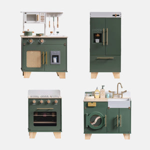 Vintage Green Wooden Toy Kitchen Set