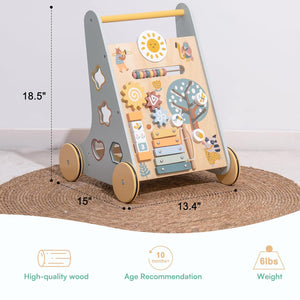 Wooden Activity Stroller – Toddler Learning & Push Toy