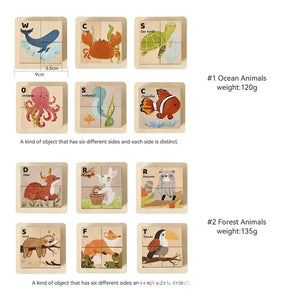 Wooden Animal Cube Puzzle Board