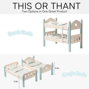 Wooden Baby Doll Bed with Ladder & Bedding