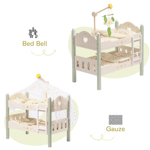 Wooden Baby Doll Bed with Ladder & Bedding