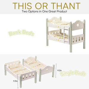 Wooden Baby Doll Bed with Ladder & Bedding