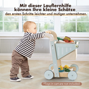 Wooden Baby Push Walker Toy – Dual-Layer Shopping Cart for Toddlers