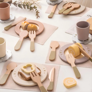 Wooden Dish Set – Play Kitchen Toy for Toddlers