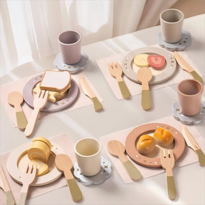 Wooden Dish Set – Play Kitchen Toy for Toddlers