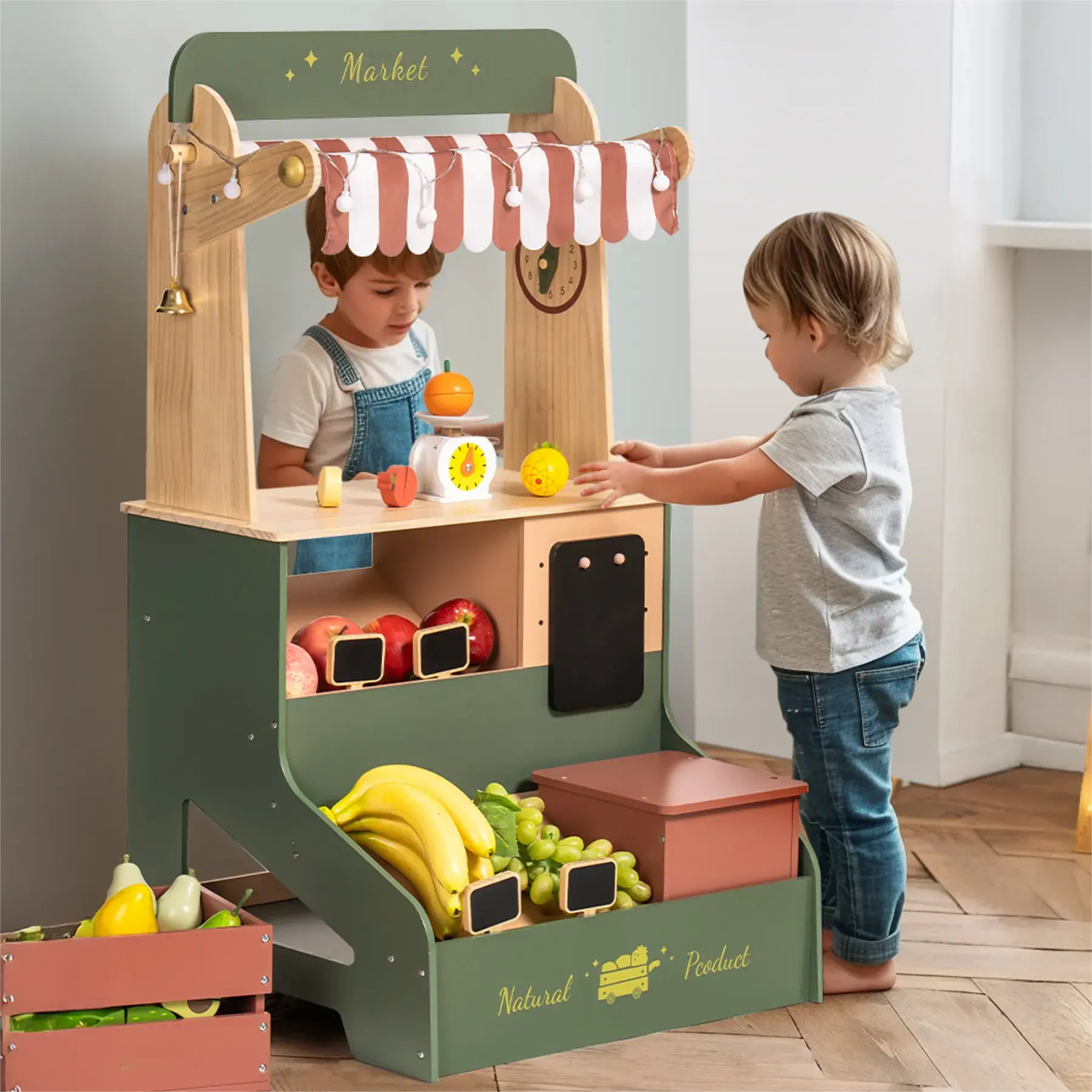 Wooden Grocery Supermarket Toy – Interactive Pretend Play