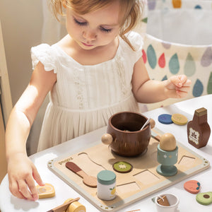 Wooden Kids Play Kitchen Set with Cuttable Fruits